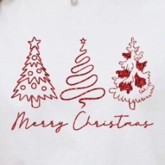 Glitter Effect Merry Christmas T-shirt, Tree Unisex Christmas Shirt - Picture 2 of 4
